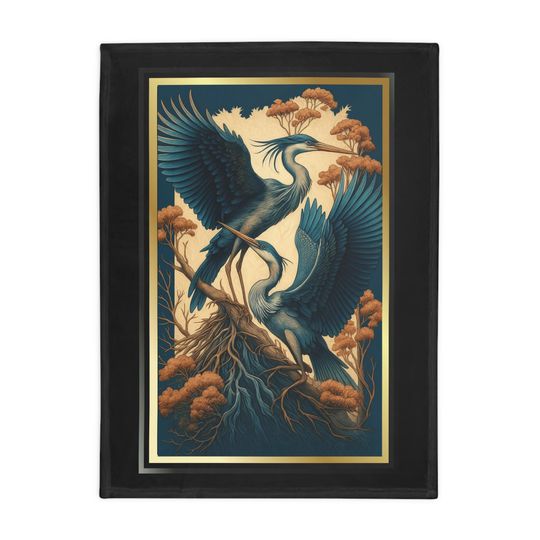 Elegant Heron Plush Fleece Blanket