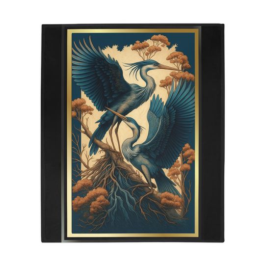 Elegant Heron Plush Fleece Blanket