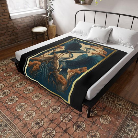 Elegant Heron Plush Fleece Blanket