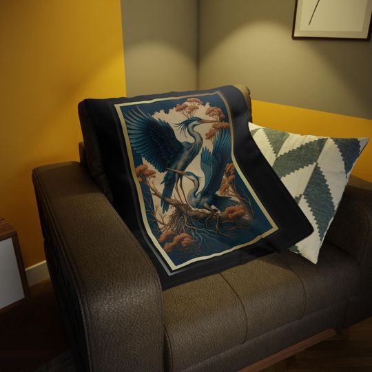 Elegant Heron Plush Fleece Blanket