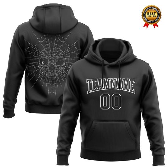 Custom Skull Web Hoodie - Personalized Dark Spiderweb Design