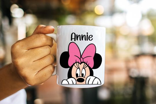 Personalized Minnie Mug, Minnie Mickey mug with pre-name, personalized ceramic mugs