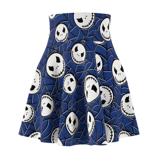 Blue Gothic Skater Skirt, Jack Skellington Inspired Mini Skirt