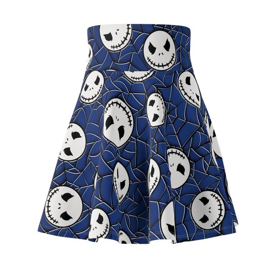 Blue Gothic Skater Skirt, Jack Skellington Inspired Mini Skirt