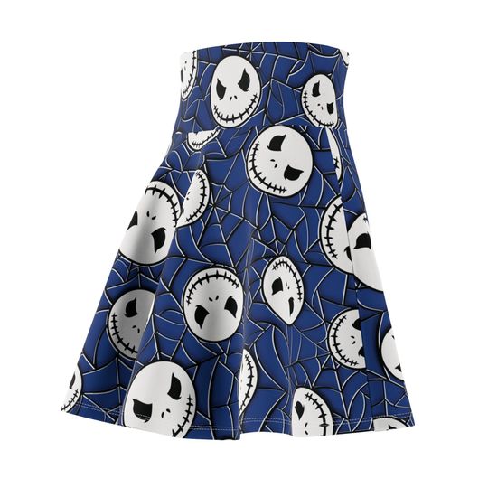 Blue Gothic Skater Skirt, Jack Skellington Inspired Mini Skirt