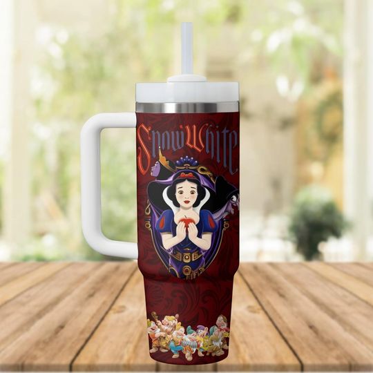 Snow White Disney Tumbler, 7 Dwarfs, Custom Name, Princess Gift