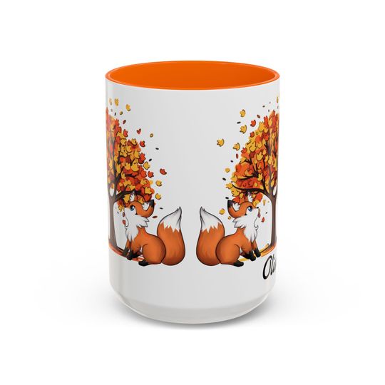 Autumn Fox Coffee Mug, Personalized Fall Mug, Cute Animal Mug, Gift for Nature Lovers