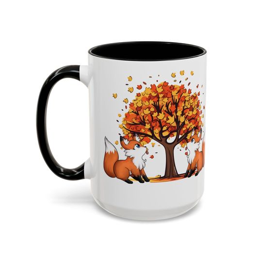 Autumn Fox Coffee Mug, Personalized Fall Mug, Cute Animal Mug, Gift for Nature Lovers
