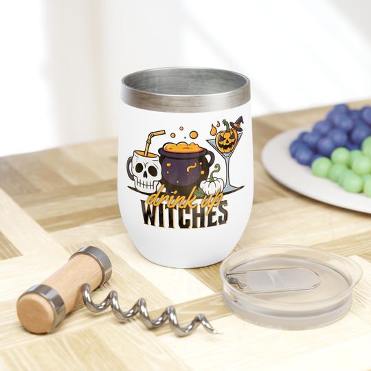 Drink Up Witches Halloween Wine Tumbler, Fall Wine steel Cup, Halloween Drinkware cute