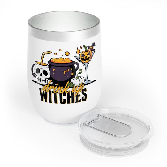 Drink Up Witches Halloween Wine Tumbler, Fall Wine steel Cup, Halloween Drinkware cute