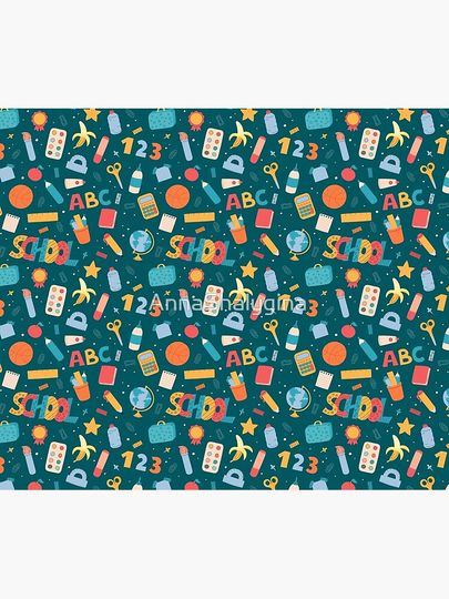 School Supplies Pattern Throw Blanket