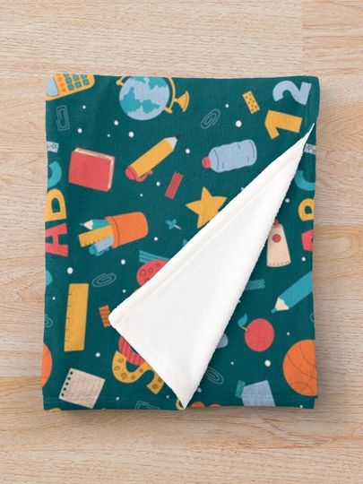 School Supplies Pattern Throw Blanket