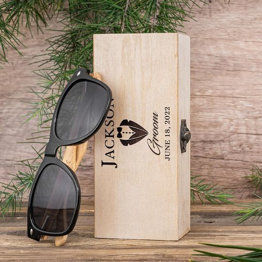 Personalized Bamboo Sunglasses For Men,Wood Sunglasses with Glasses Case
