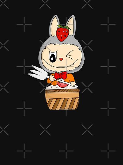Labubu cute eating cake  Pullover Hoodie