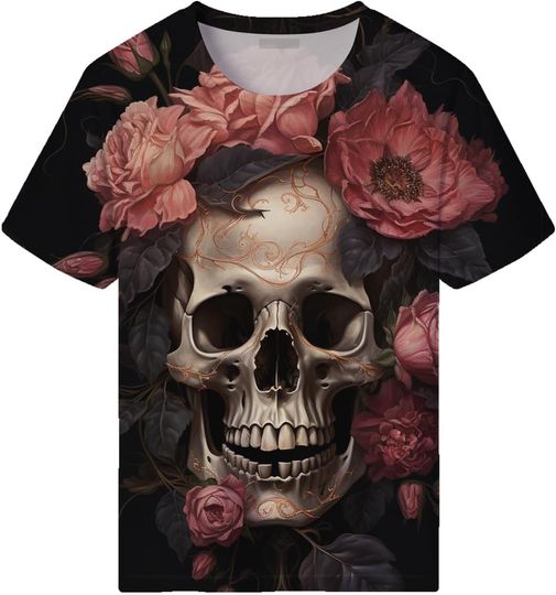 Skull Graphic T-Shirts for Men Novelty 3D Print Skeleton Tee Shirts