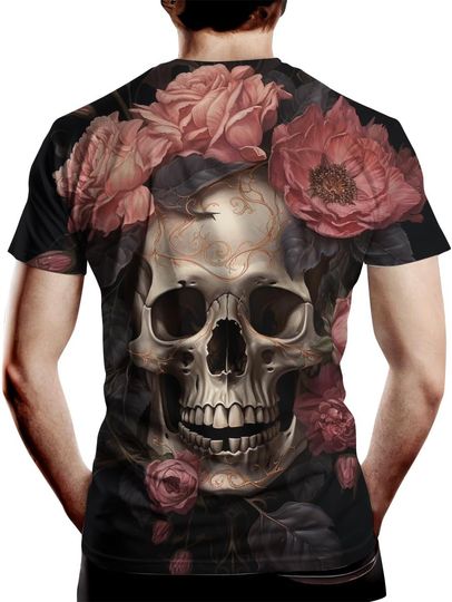 Skull Graphic T-Shirts for Men Novelty 3D Print Skeleton Tee Shirts