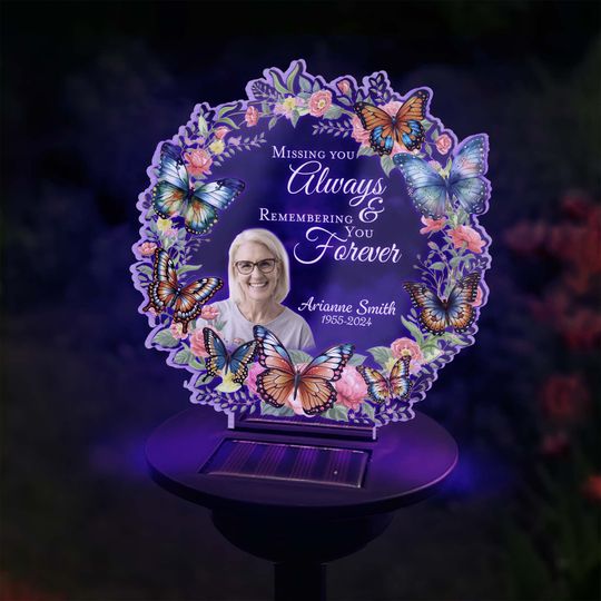 Missing You Always & Remembering You Forever Personalized Solar Light, Memorial Gift, Sympathy Gifts For Loss Of Loved One, In Loving Memory