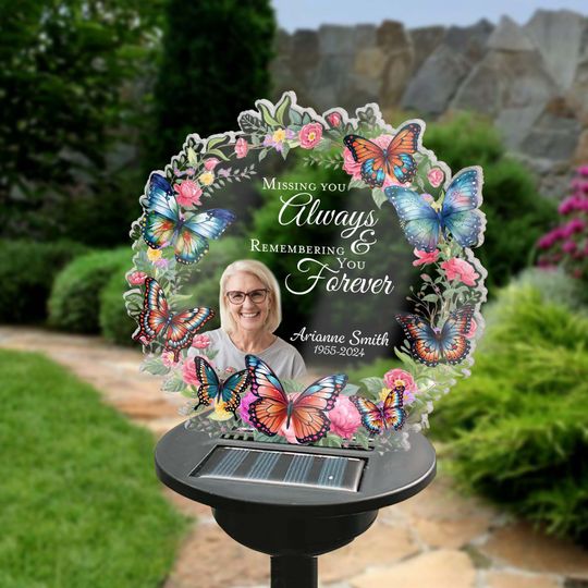 Missing You Always & Remembering You Forever Personalized Solar Light, Memorial Gift, Sympathy Gifts For Loss Of Loved One, In Loving Memory