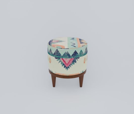 Kilim Pattern Pouf - Bespoke Boho Round Stool