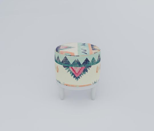 Kilim Pattern Pouf - Bespoke Boho Round Stool