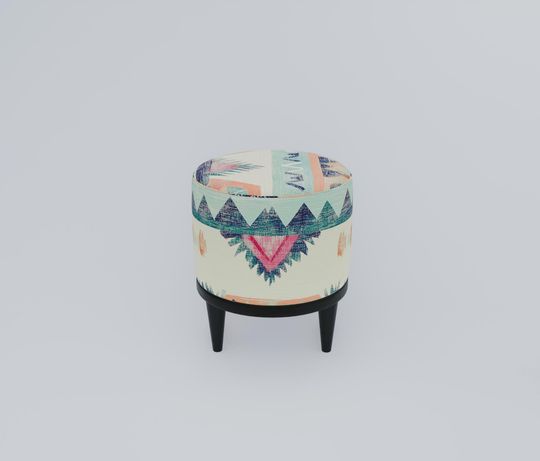 Kilim Pattern Pouf - Bespoke Boho Round Stool