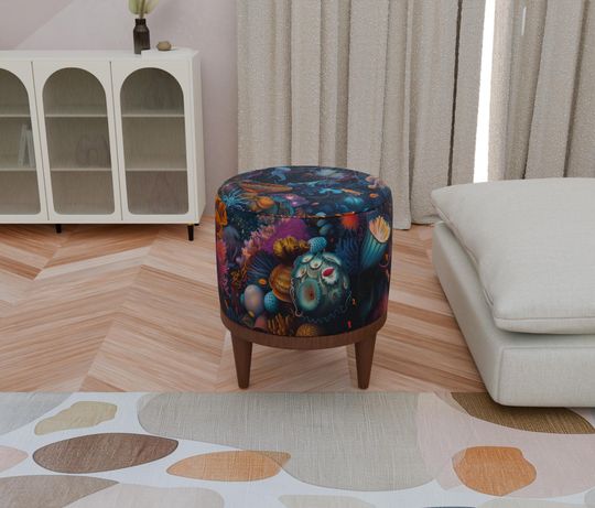 Ocean Theme Pouf - Moody, Stylish, Functional Footstool