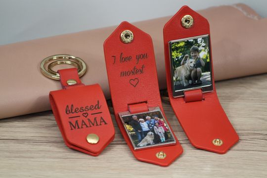 Man accessory - Personalized Leather Keychain With Photo, Gifts for Him Boyfriend