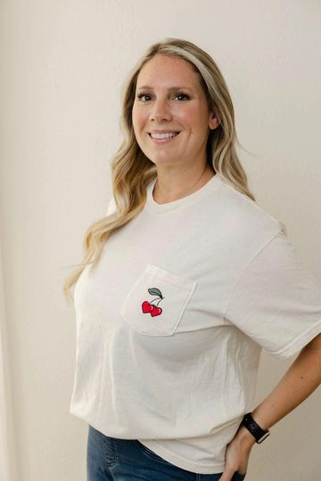 Heart Cherries Pocket T-Shirt for Women