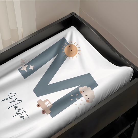 Personalized Monogram Changing Pad Cover - Custom Name Baby Shower Gift, Crib Cover for Baby