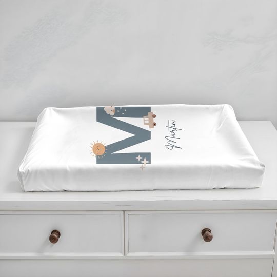 Personalized Monogram Changing Pad Cover - Custom Name Baby Shower Gift, Crib Cover for Baby