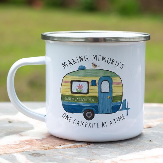 Personalised Caravan Enamel Mug