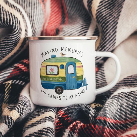 Personalised Caravan Enamel Mug
