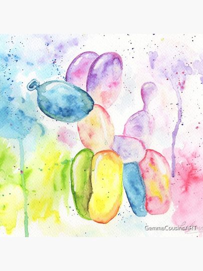 Rainbow balloon dog Pillow