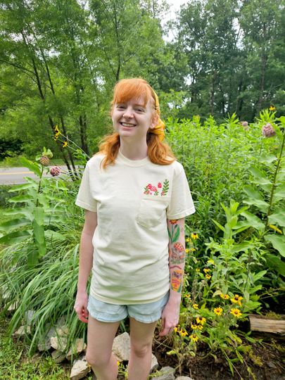 Mushroom Embroidered Pocket T-Shirt