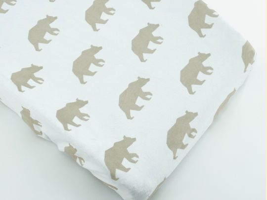 Personalized Woodland Bear Fitted Crib Sheet, Crib Cover for Baby