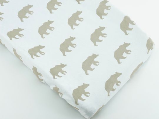 Personalized Woodland Bear Fitted Crib Sheet, Crib Cover for Baby