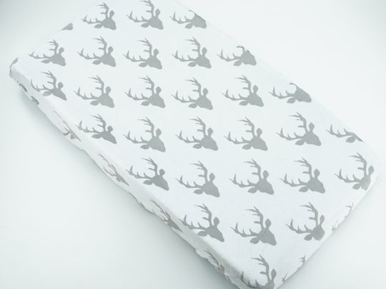 Personalized Woodland Stag Head Fitted Crib Sheet, Crib Cover for Baby