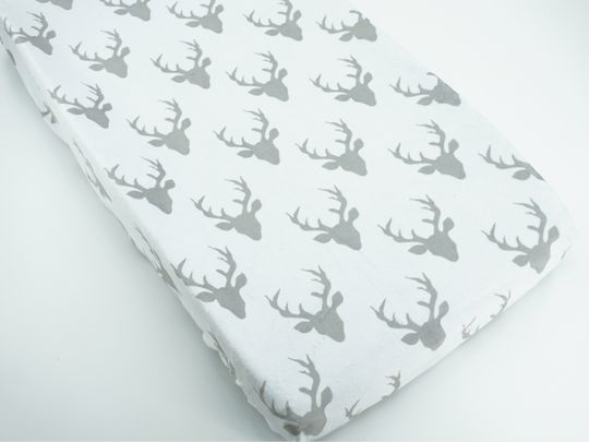 Personalized Woodland Stag Head Fitted Crib Sheet, Crib Cover for Baby
