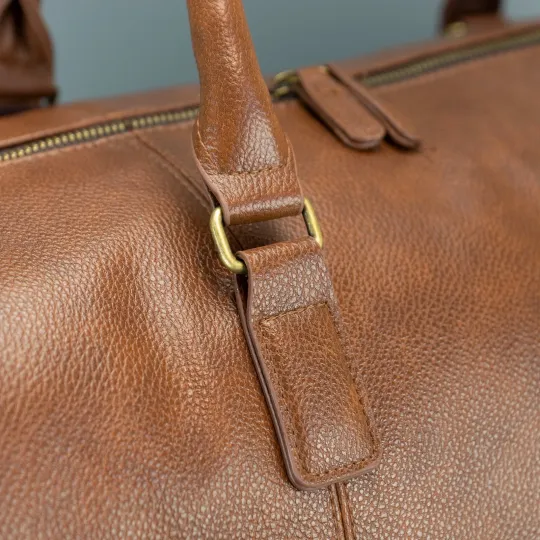 Personalised Mens Leather Holdall - Black or Brown Weekend Bag