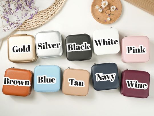 Personalized Leather Birth Flower Travel Case with Custom Name