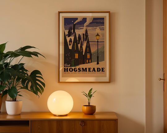 Hogsmeade Poster  Harry Potter Wall Art Print, Hogwarts Winter Village Decor