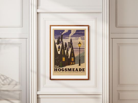 Hogsmeade Poster  Harry Potter Wall Art Print, Hogwarts Winter Village Decor