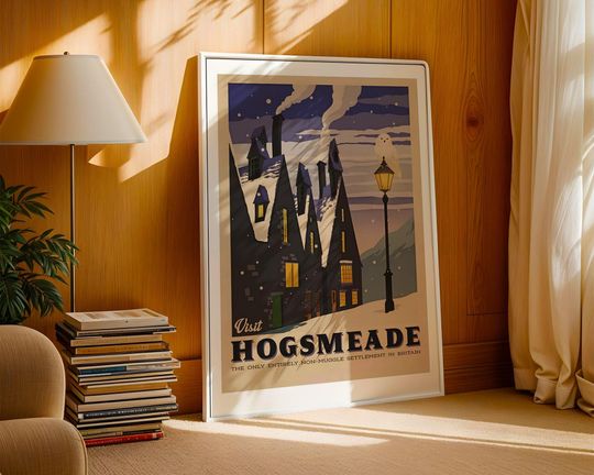 Hogsmeade Poster  Harry Potter Wall Art Print, Hogwarts Winter Village Decor