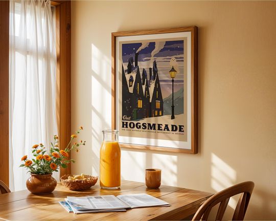 Hogsmeade Poster  Harry Potter Wall Art Print, Hogwarts Winter Village Decor
