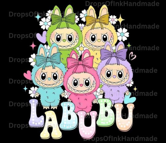 Labubu Black tumbler wrap, Funny Cartoon Characters