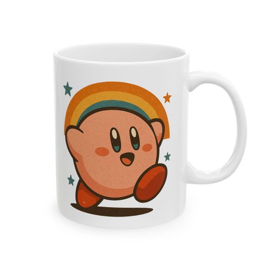 Kirby Mug | Kirby Retro Ceramic Mug Gift, Character Stocking Stuffer Iconic