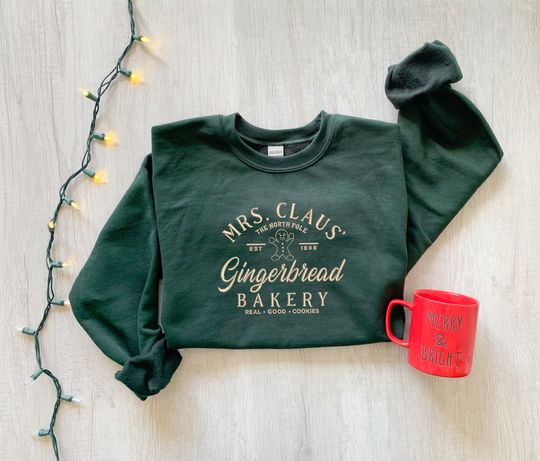 Embroidered Mrs. Claus Gingerbread Christmas Sweatshirt