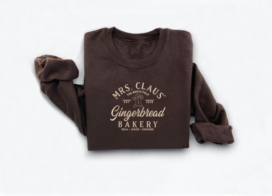 Embroidered Mrs. Claus Gingerbread Christmas Sweatshirt