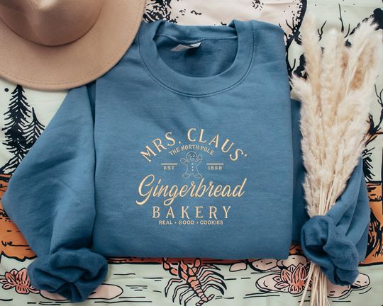 Embroidered Mrs. Claus Gingerbread Christmas Sweatshirt