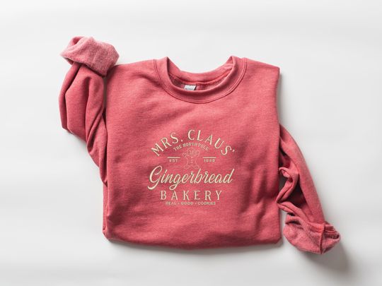 Embroidered Mrs. Claus Gingerbread Christmas Sweatshirt